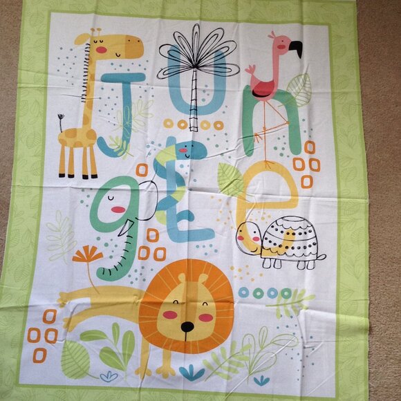 Fabric Panel Zoo Animals Jungle Quilting Sewing Material - Picture 1 of 3